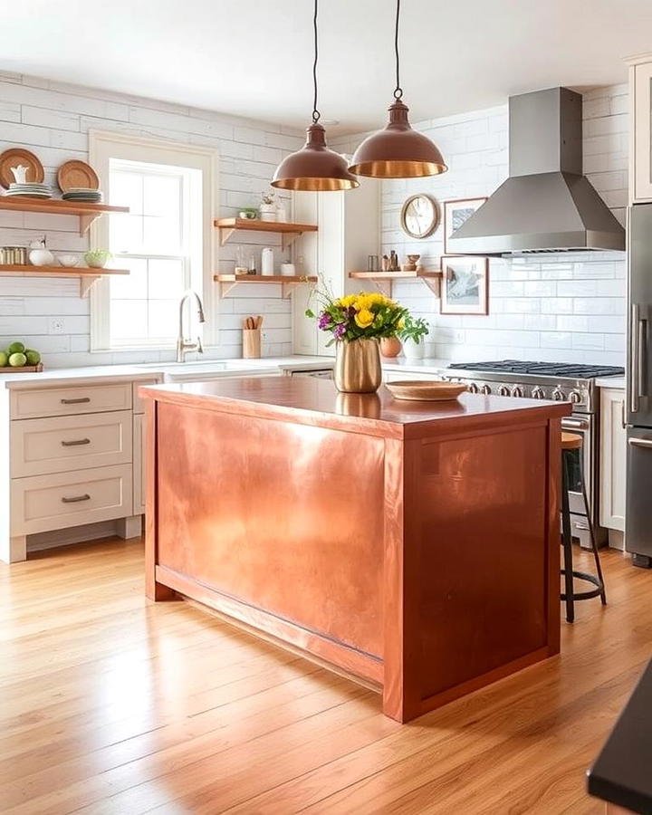 Whitewashed Shiplap with a Copper Island