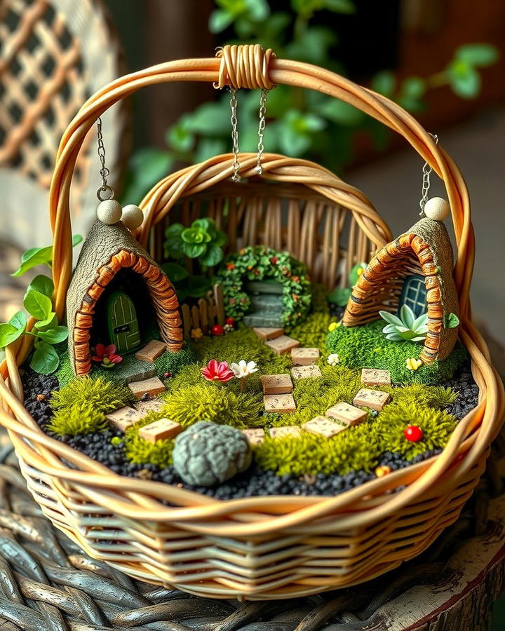 Wicker Basket Fairy Garden