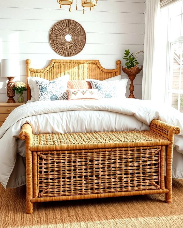 Wicker Bench for a Casual and Cozy Vibe