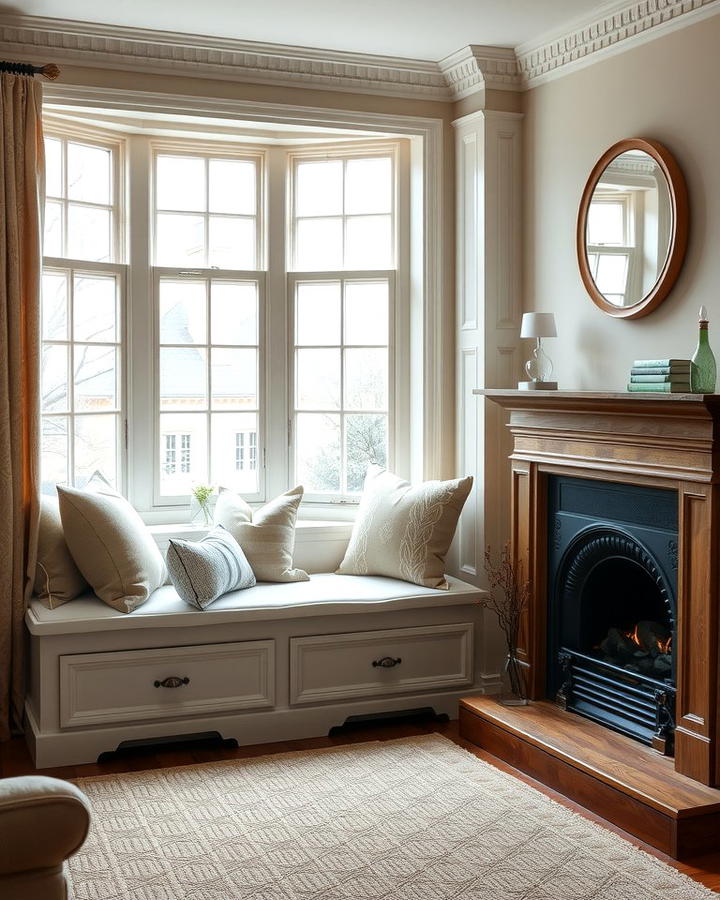 Window Seat by the Fireplace