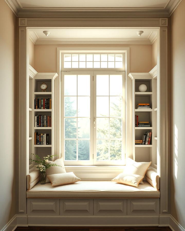 Window Seat with Built in Bookshelves