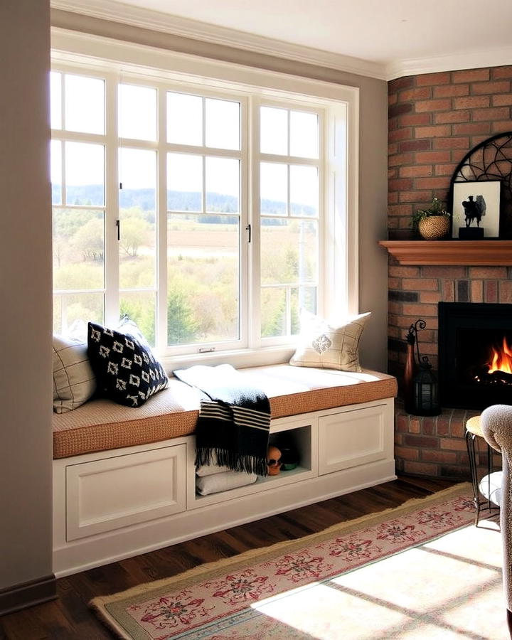 Window Seats With Fireplace Views