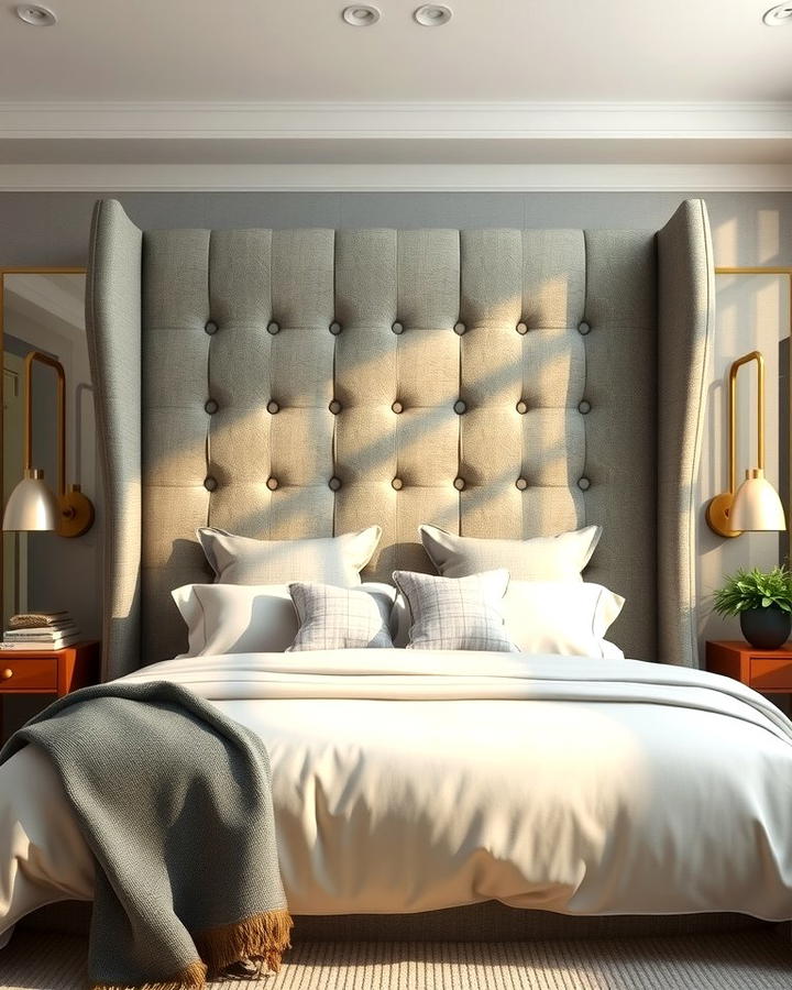 Wingback Grey Headboard for a Cozy Look