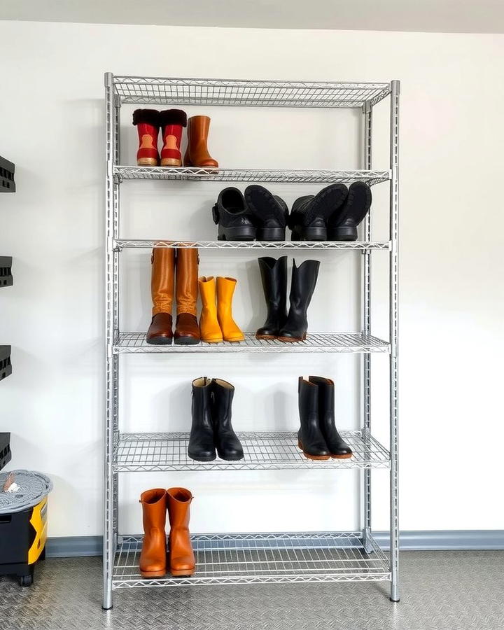 Wire Shelving Unit for Versatile Boot Storage