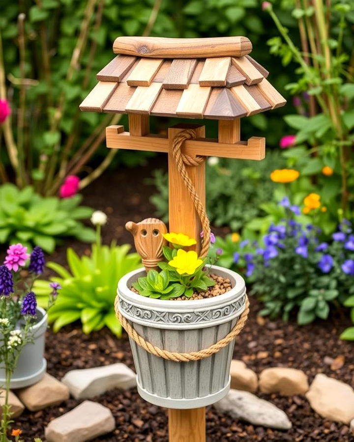 Wishing Well with Rope and Bucket Detail