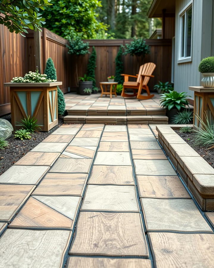 Wood Look Concrete Paver Walkway