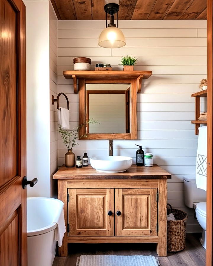 Wooden Accents Bathroom for Rustic Charm