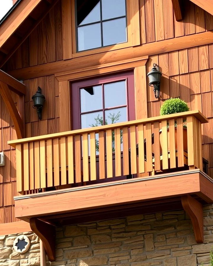 Wooden Cantilever Balcony for Warmth and Charm