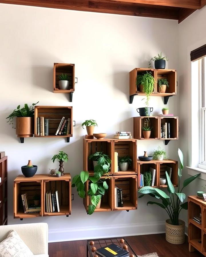 Wooden Crate Shelves