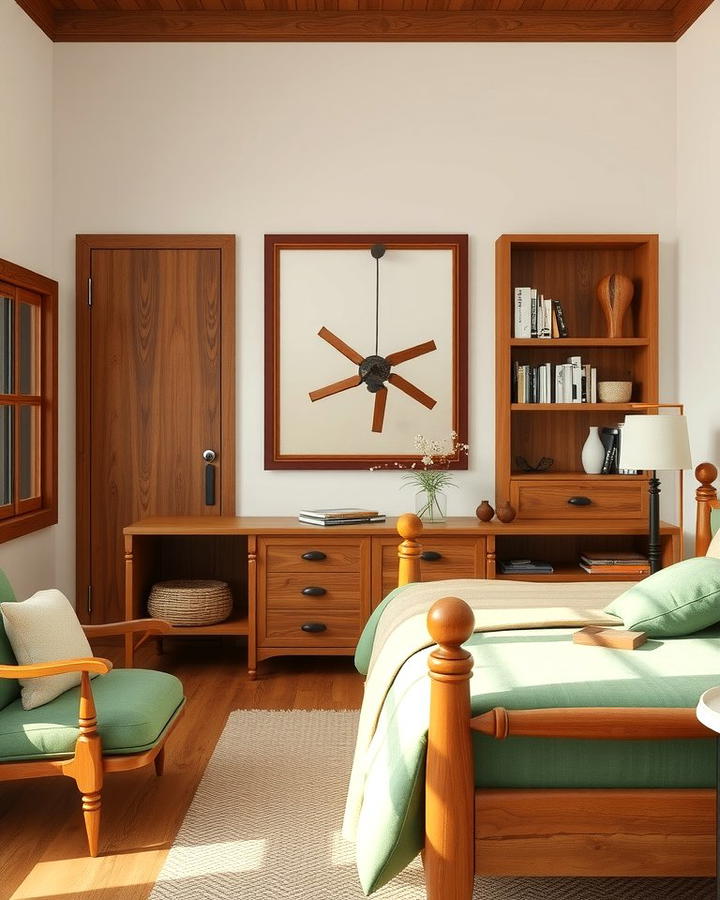 Wooden Furniture with Green Upholstery