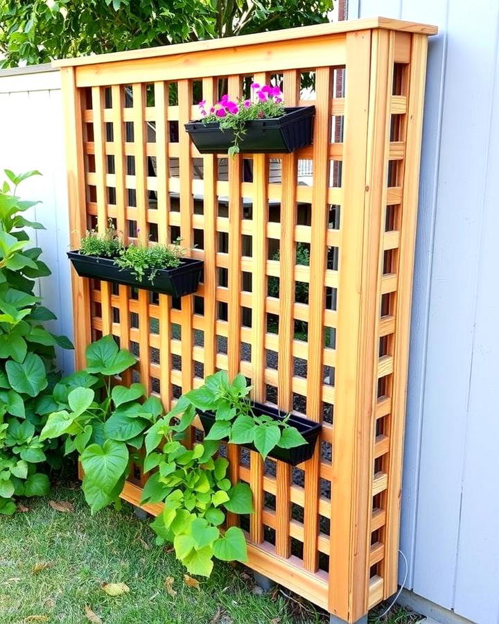 Wooden Lattice Fence with Planters