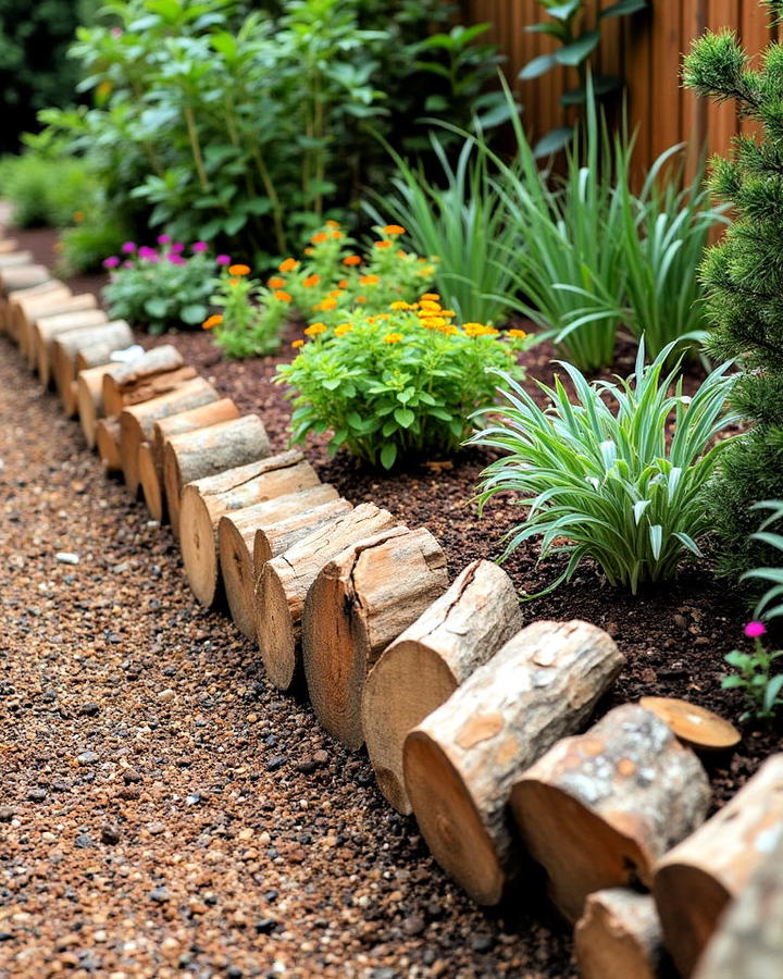 Wooden Log Edging for Mulch