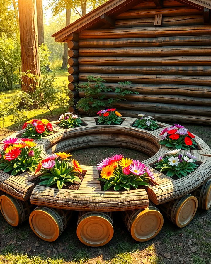 Wooden Log Garden Beds