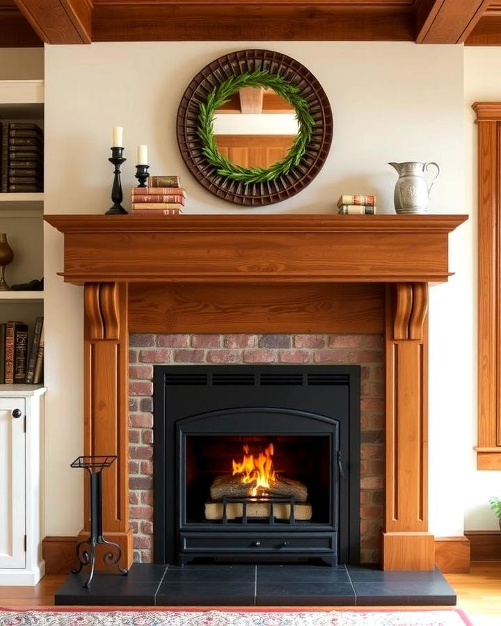 Wooden Mantel Fireplace