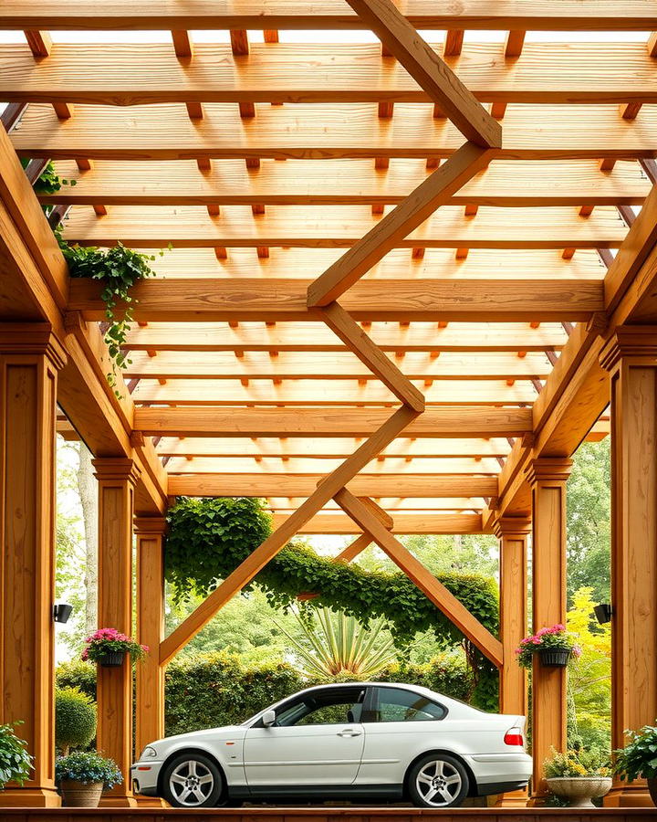 Wooden Pergola Car Porch