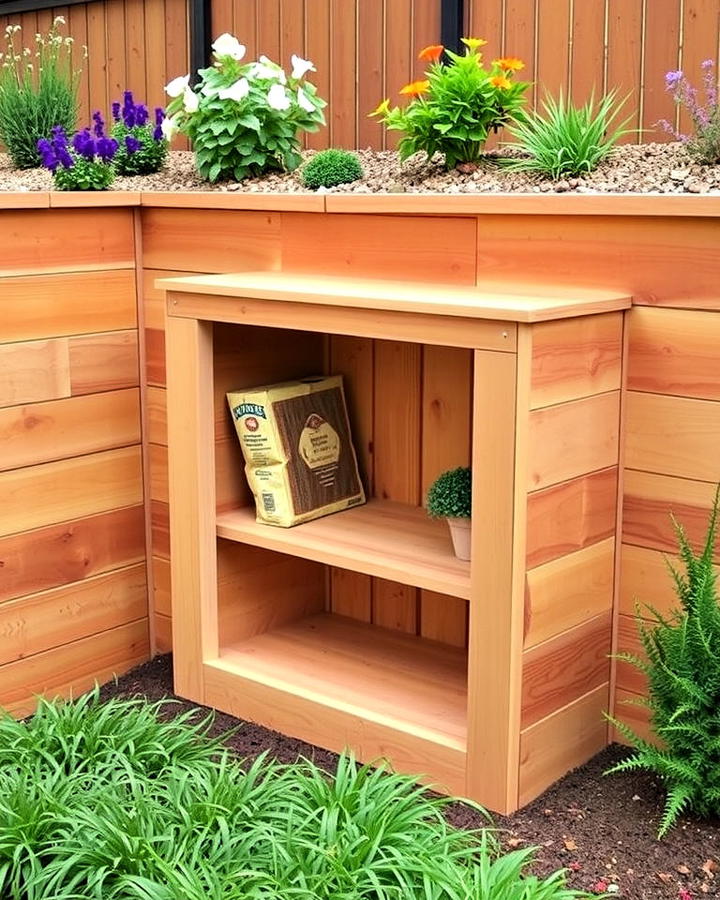 Wooden Retaining Walls with Built In Storage