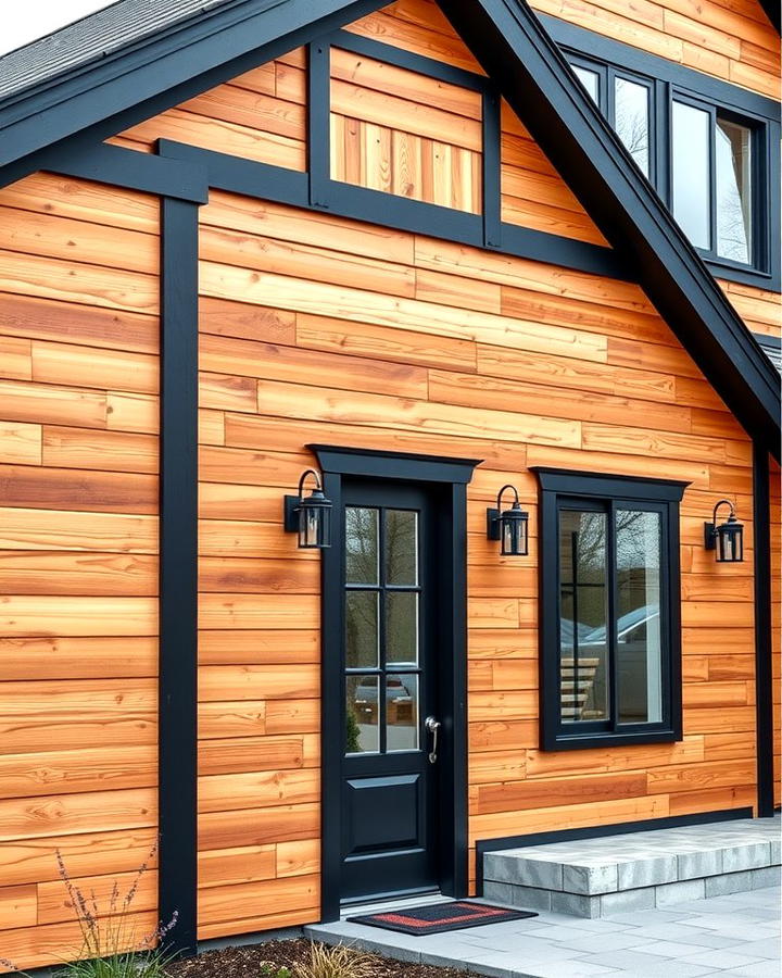 Wooden Siding with Black Trim