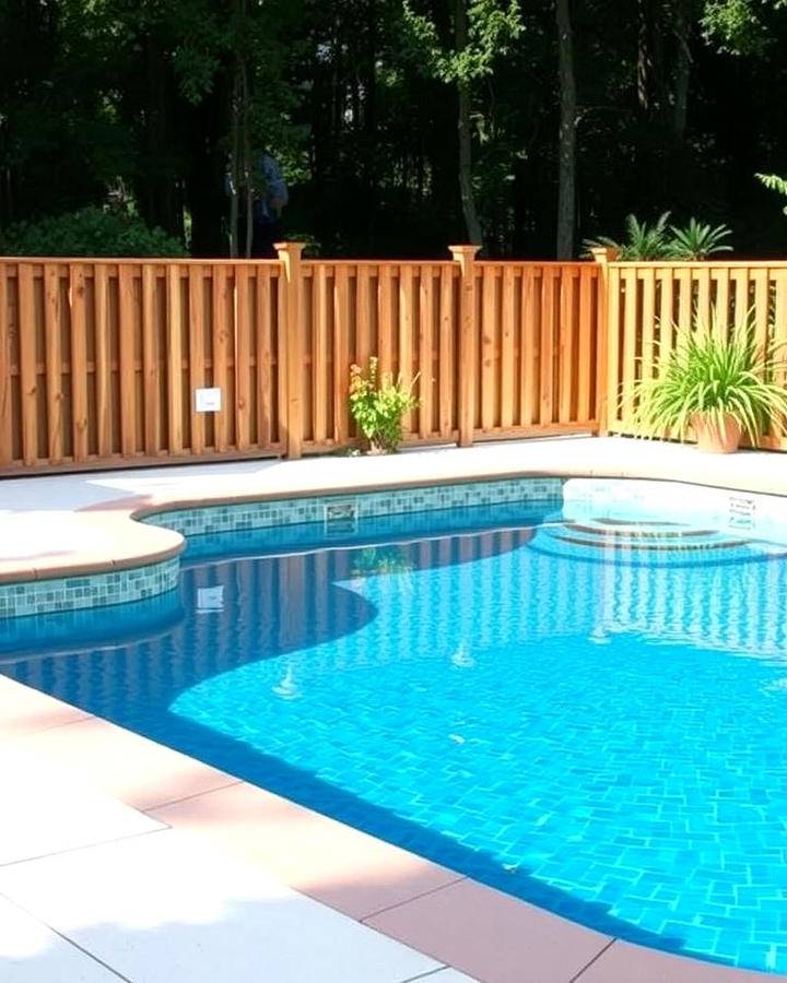 Wooden Slat Pool Fence