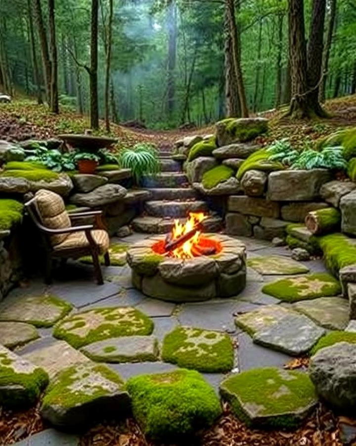 Woodland Retreat with Mossy Stones