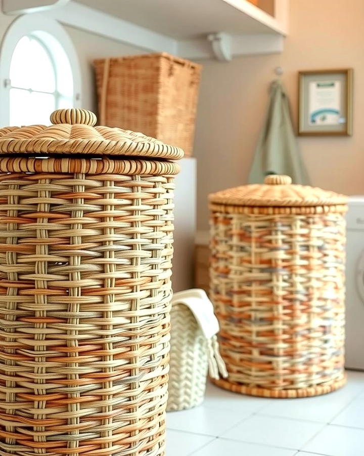 Woven Laundry Baskets with Lids