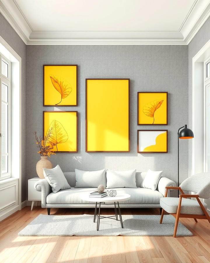 Yellow Artwork on Grey Walls 2