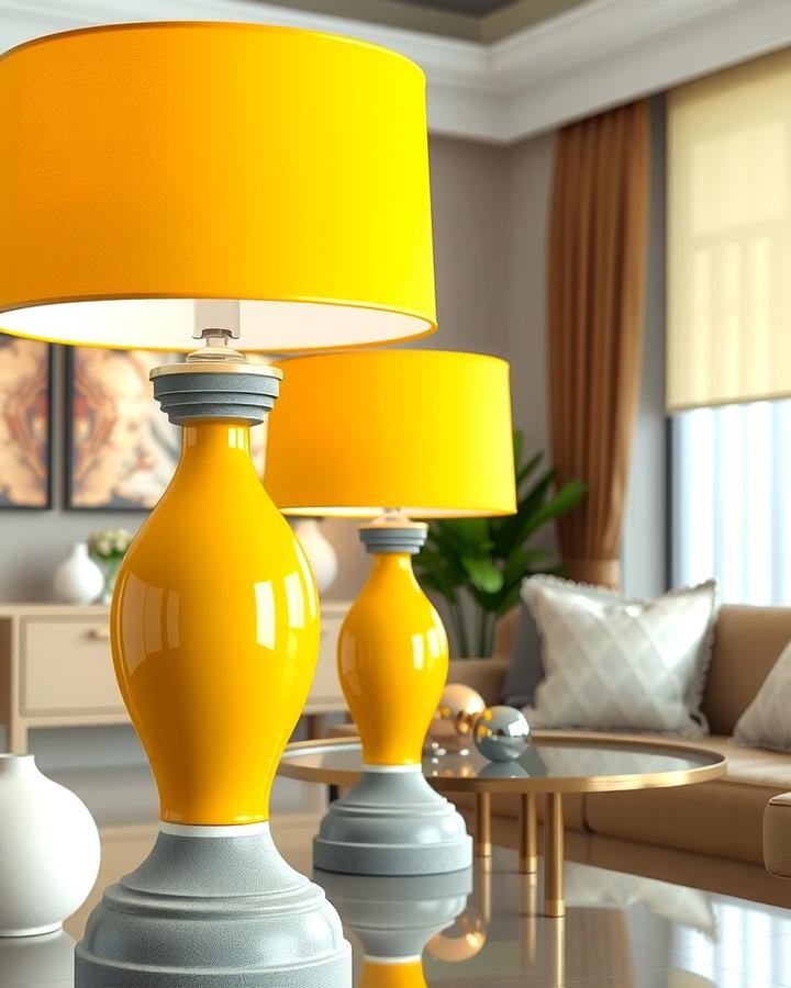 Yellow Lamps with Grey Bases