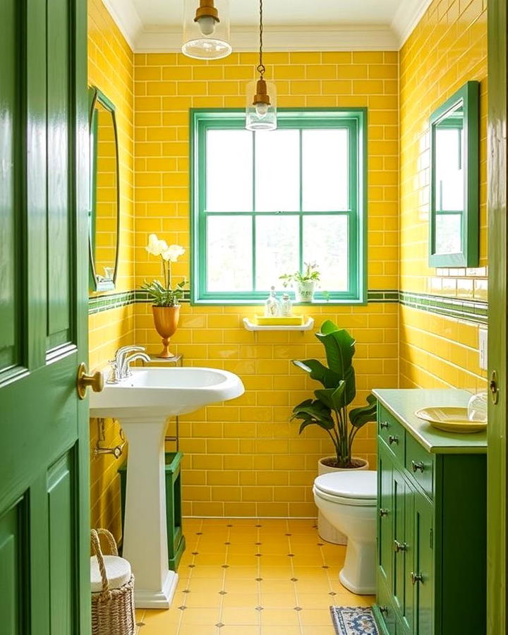 Yellow Tiles with Green Accents