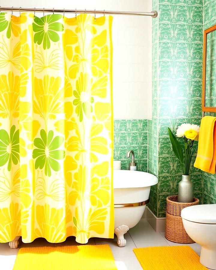 Yellow and Green Shower Curtains