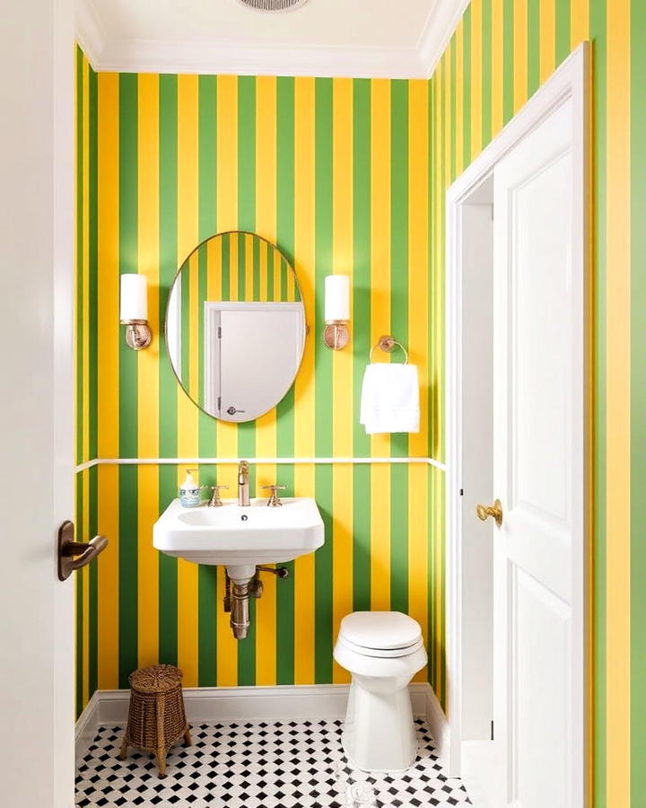 Yellow and Green Striped Walls