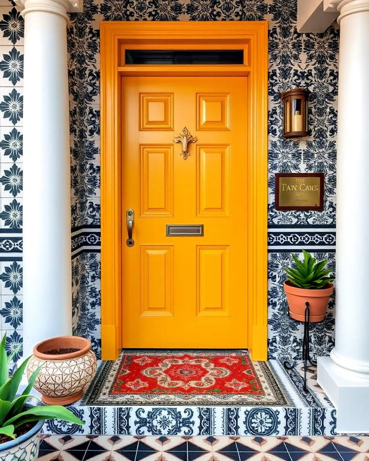 artistic expression door with bold patterns