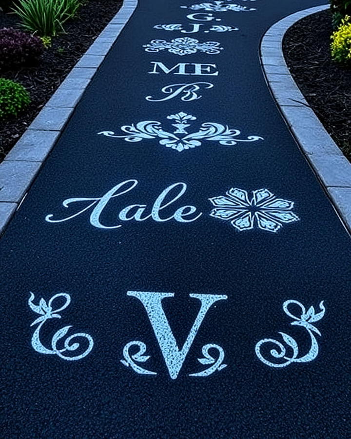 asphalt walkway with custom engravings