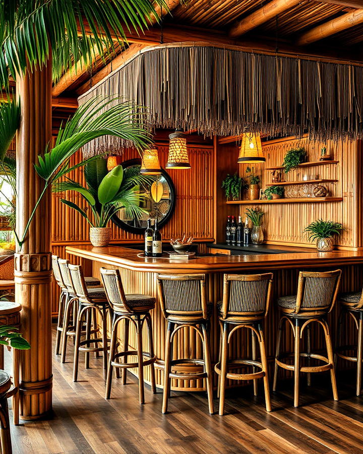 bamboo accents tiki bar for authentic vibes