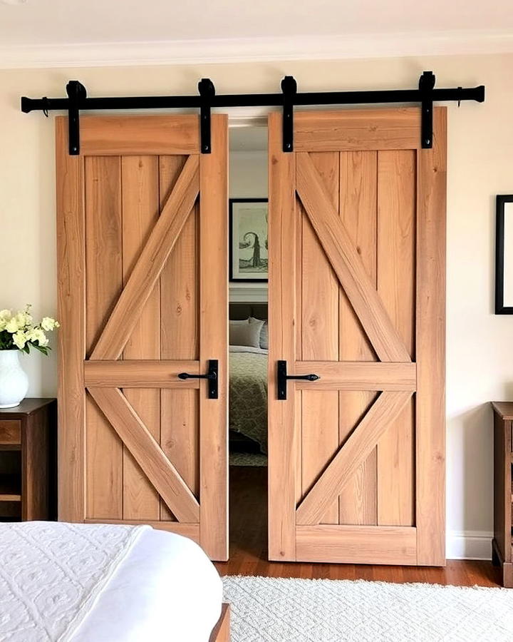 barn doors as room divider in bedroom