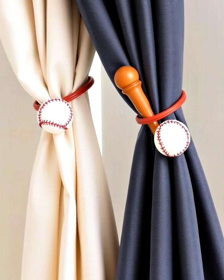 baseball curtain tiebacks