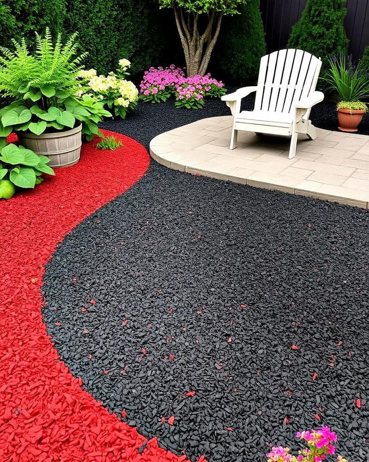 beautiful colored mulch patio