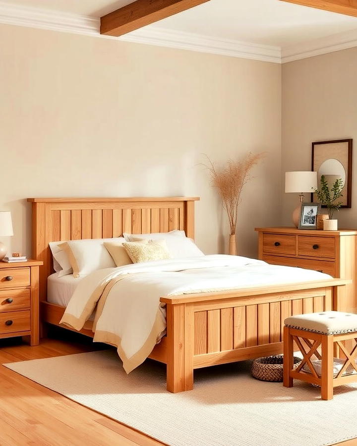 bedroom Wooden Furniture With Beige Tones