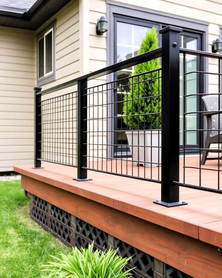 black metal hog wire railing for deck