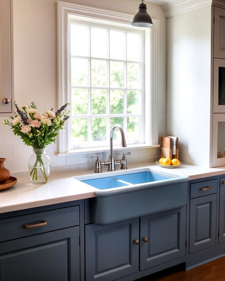 blue farmhouse sink