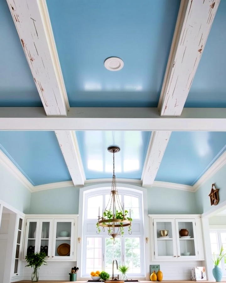 blue painted ceiling