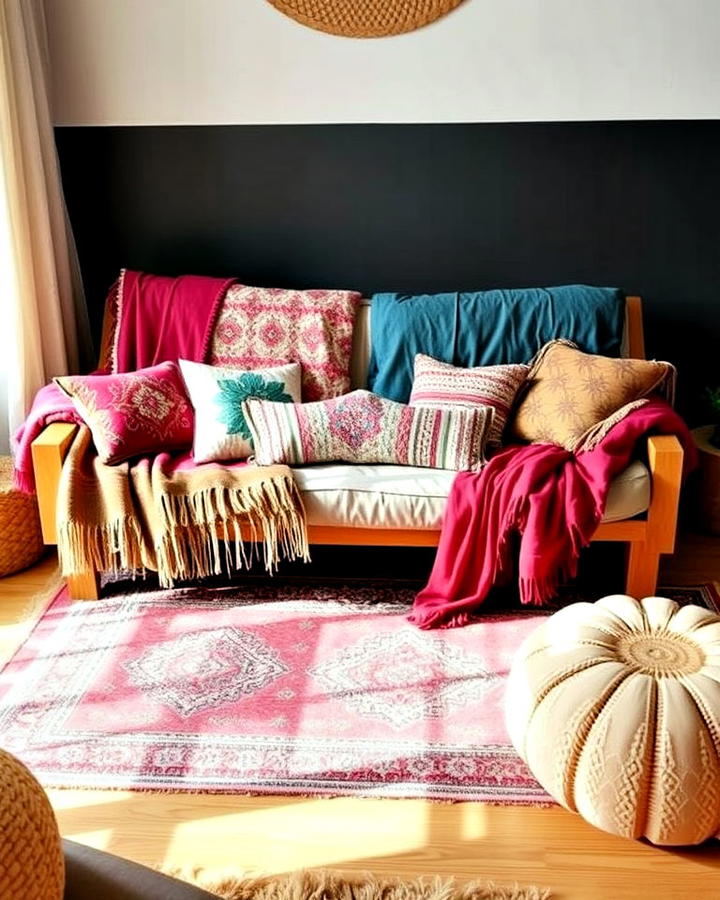 bohemian inspired futon setup