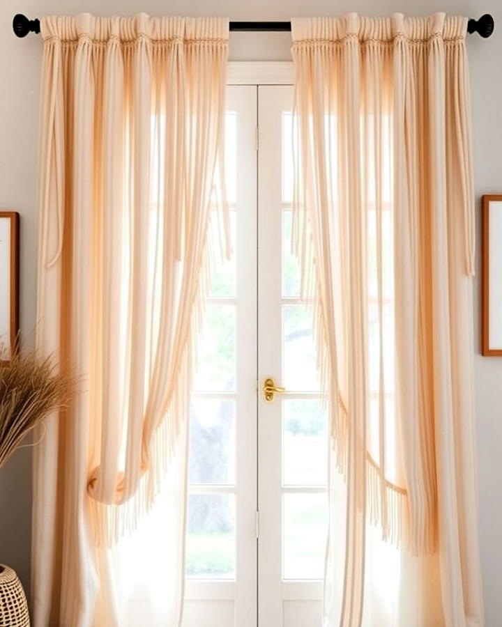 boho fringe curtain details