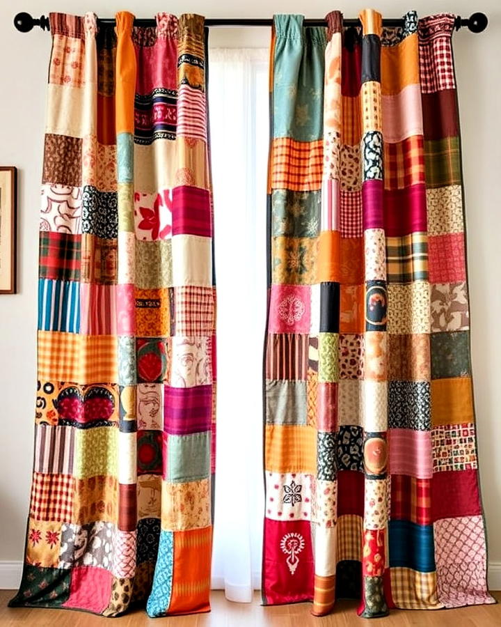 boho patchwork curtains design