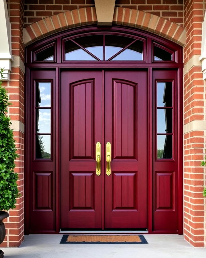 bold burgundy cedar front door