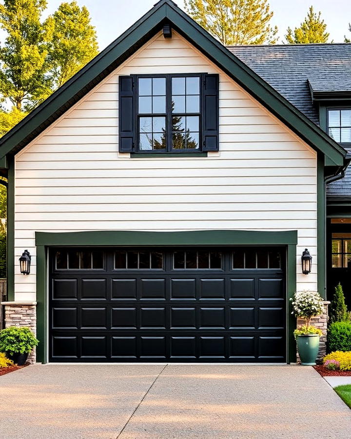 bold contrasting color exterior garage door trim