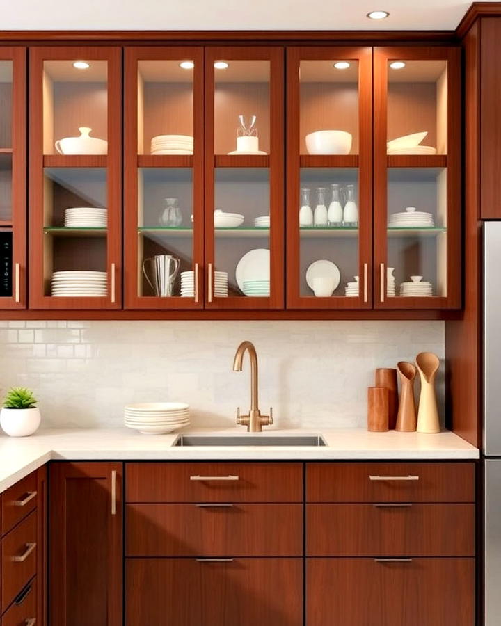 brown glass cabinet doors