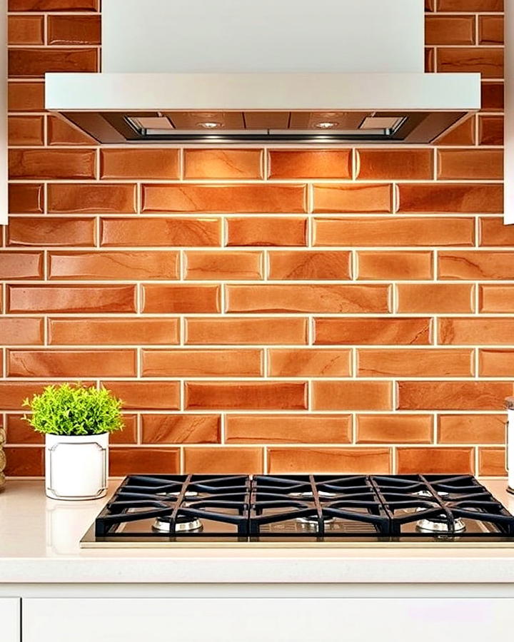 brown subway tile backsplash