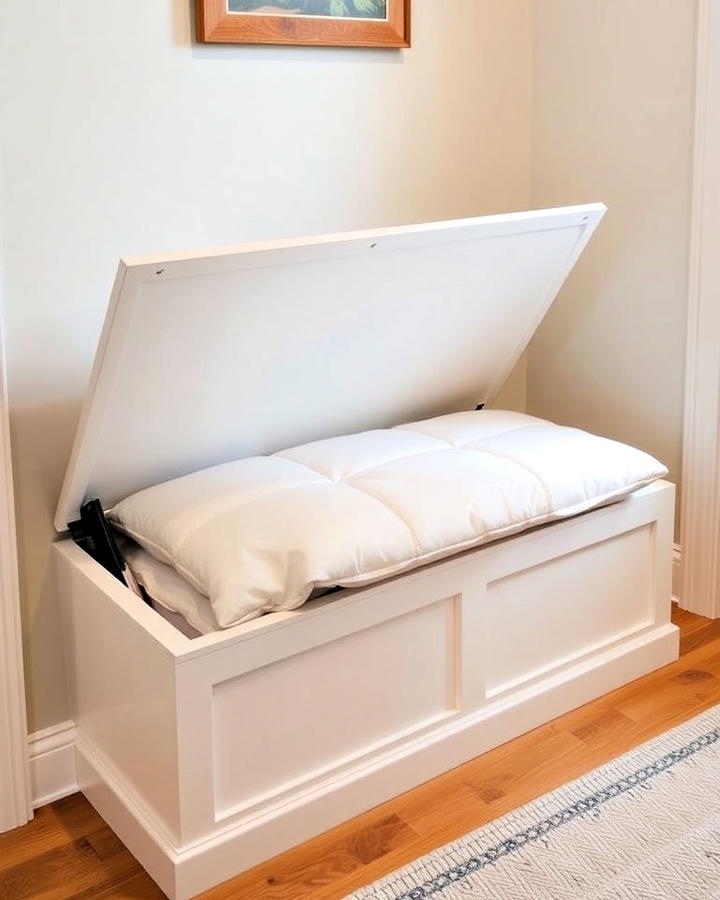 built in bench storage for comforter