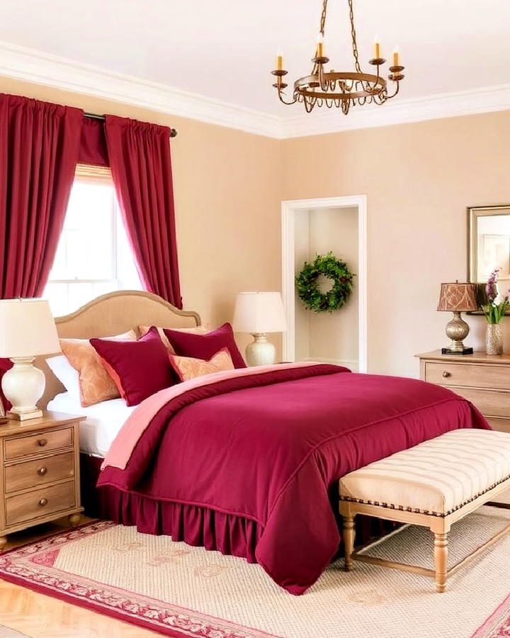 burgundy and beige harmony bedroom