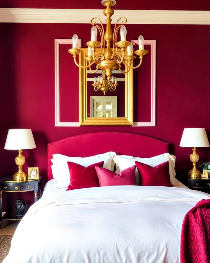 burgundy and gold color scheme bedroom