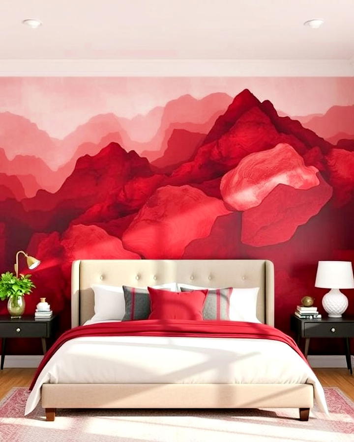 burgundy bedroom wall art murals